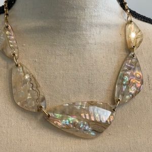 Kendra Scott McKenna Statement Necklace Iridescent Shell Stones in Vintage Gold